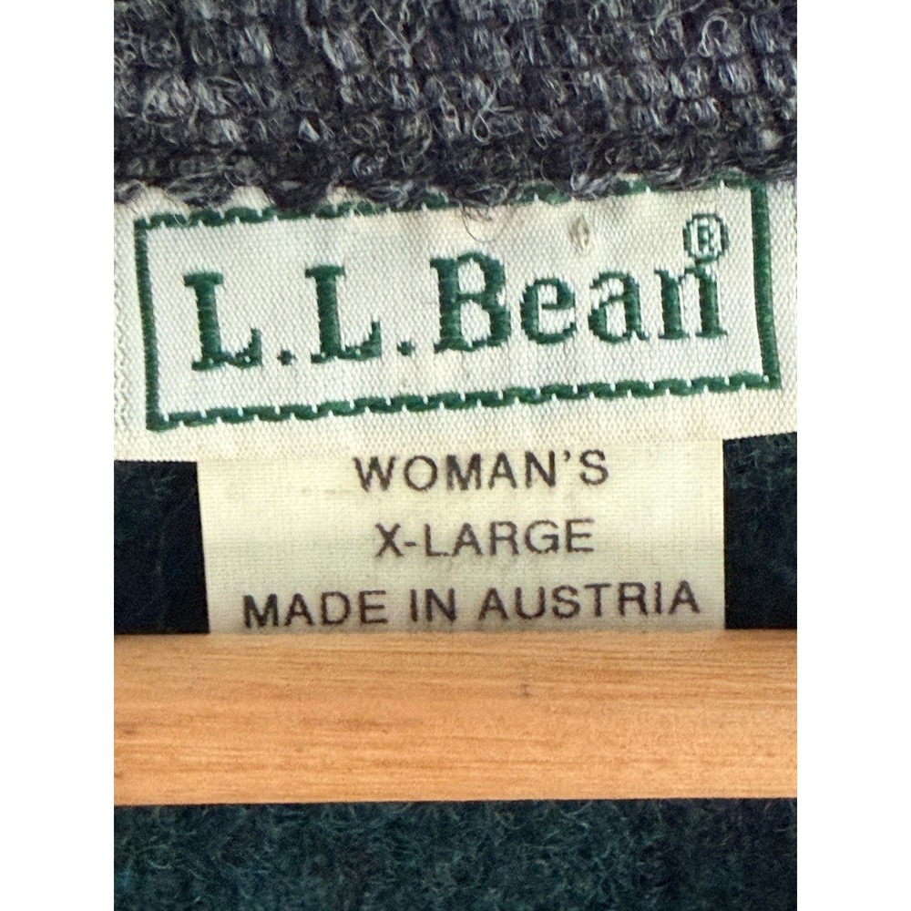 LL Bean Vintage Boiled Wool Jacket Women XL Green Tyrolean Cardigan Austria Made - Picture 5 of 5